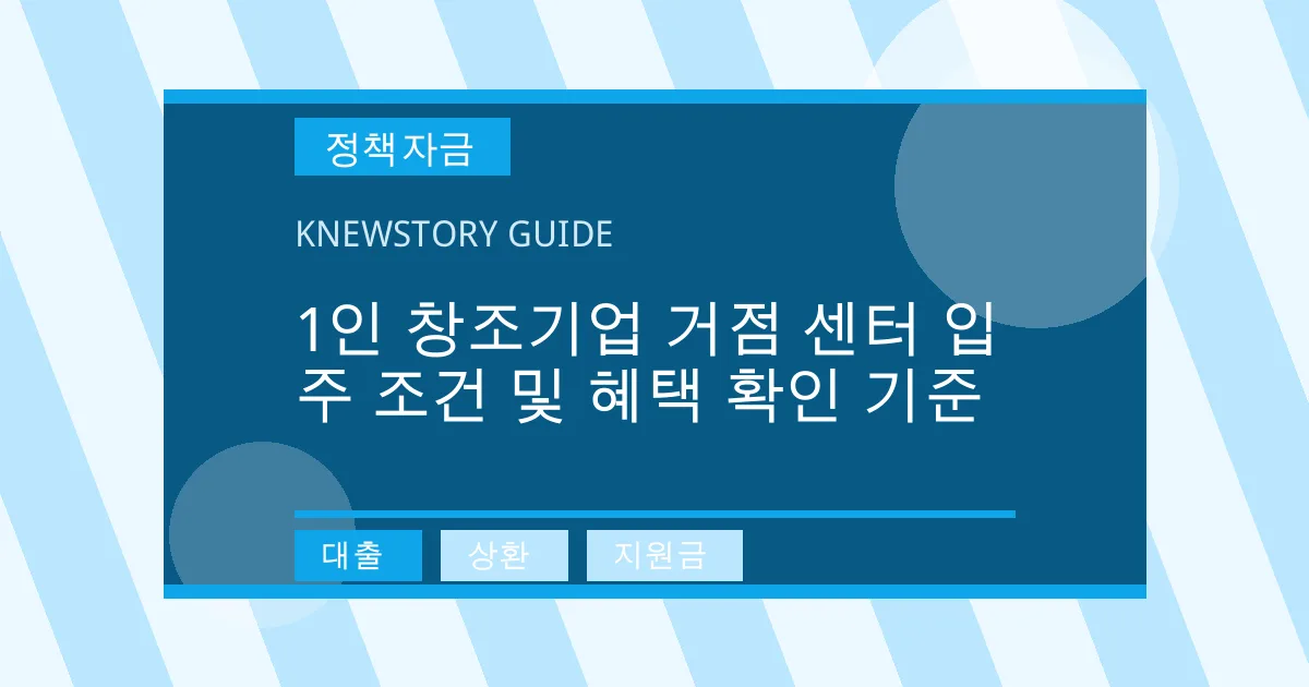 1인 창조기업 거점 센터 입주 조건 및 혜택 확인 기준 - 대출, 상환, 지원금 대표 이미지