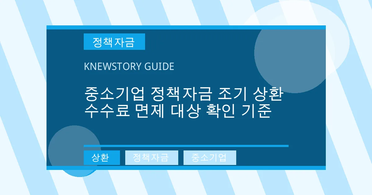 중소기업 정책자금 조기 상환 수수료 면제 대상 확인 기준 - 상환, 정책자금, 중소기업 대표 이미지