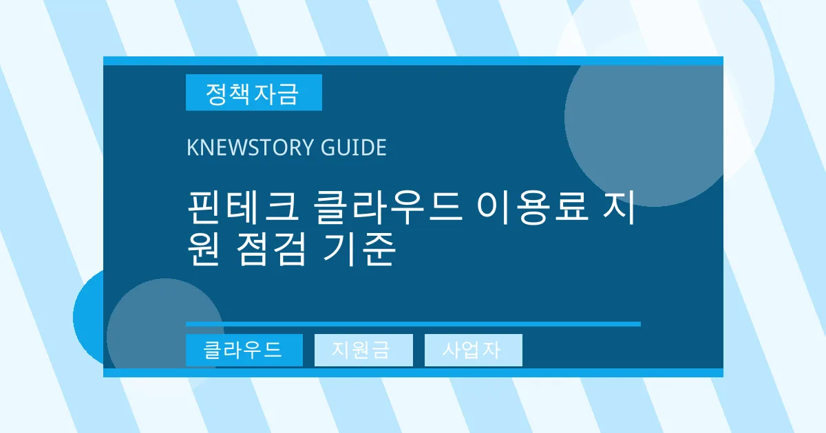 핀테크 클라우드 이용료 지원 점검 기준 - 클라우드, 지원금, 사업자 대표 이미지