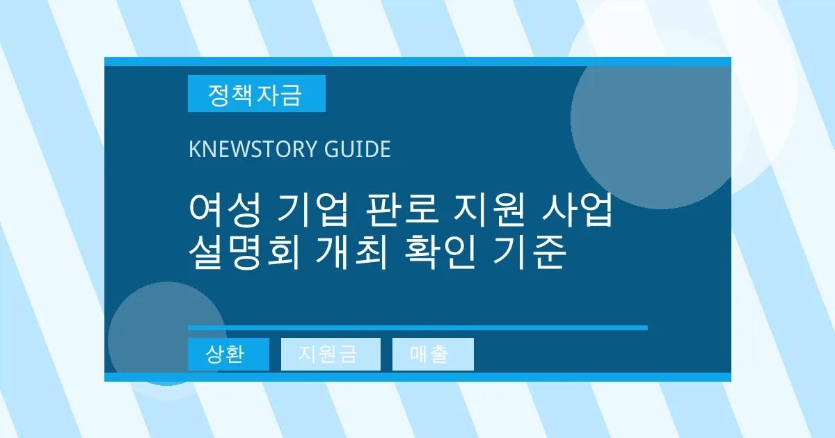 여성 기업 판로 지원 사업 설명회 개최 확인 기준 - 상환, 지원금, 매출 대표 이미지