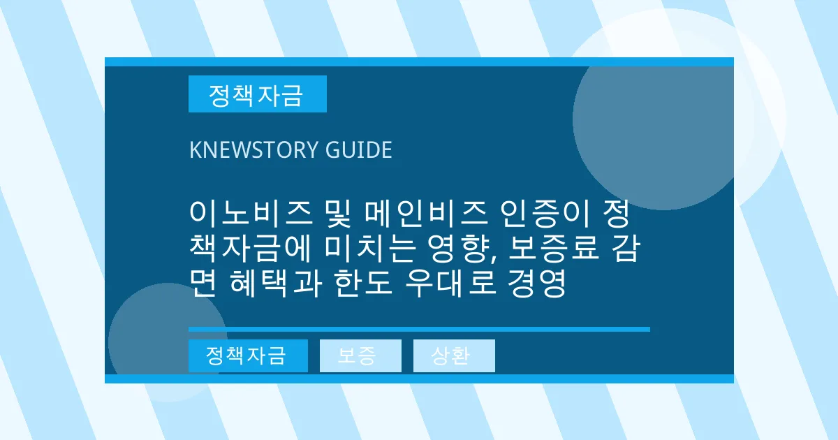 이노비즈 및 메인비즈 인증이 정책자금에 미치는 영향, 보증료 감면 혜택과 한도 우대로 경영 - 정책자금, 보증, 상환 대표 이미지