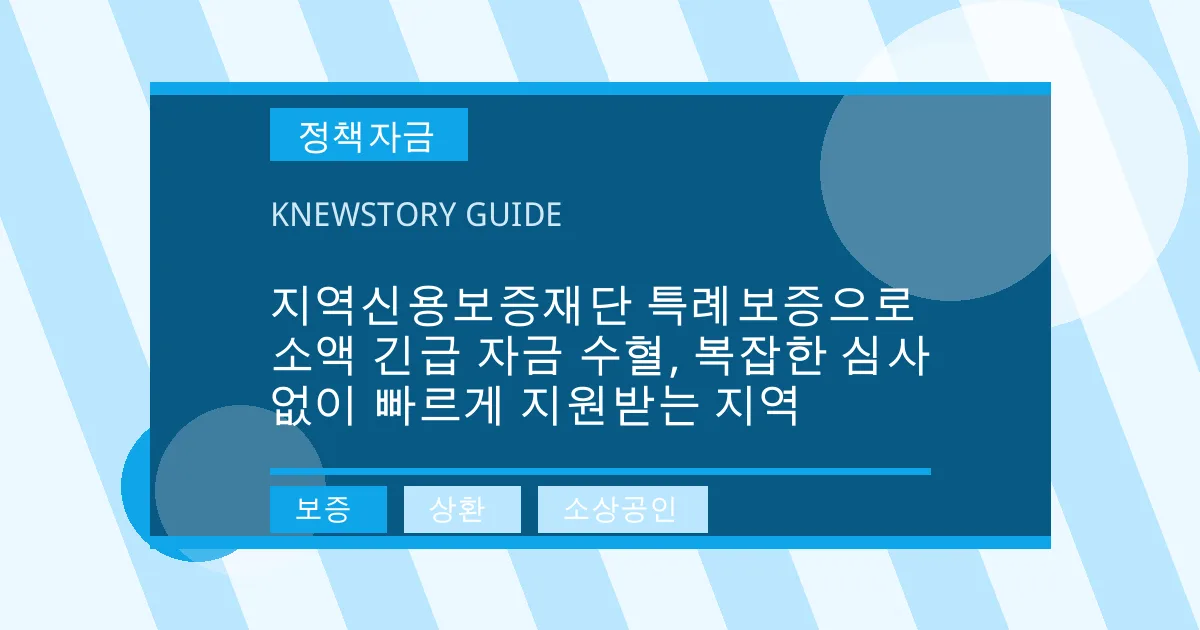 지역신용보증재단 특례보증으로 소액 긴급 자금 수혈, 복잡한 심사 없이 빠르게 지원받는 지역 - 보증, 상환, 소상공인 대표 이미지