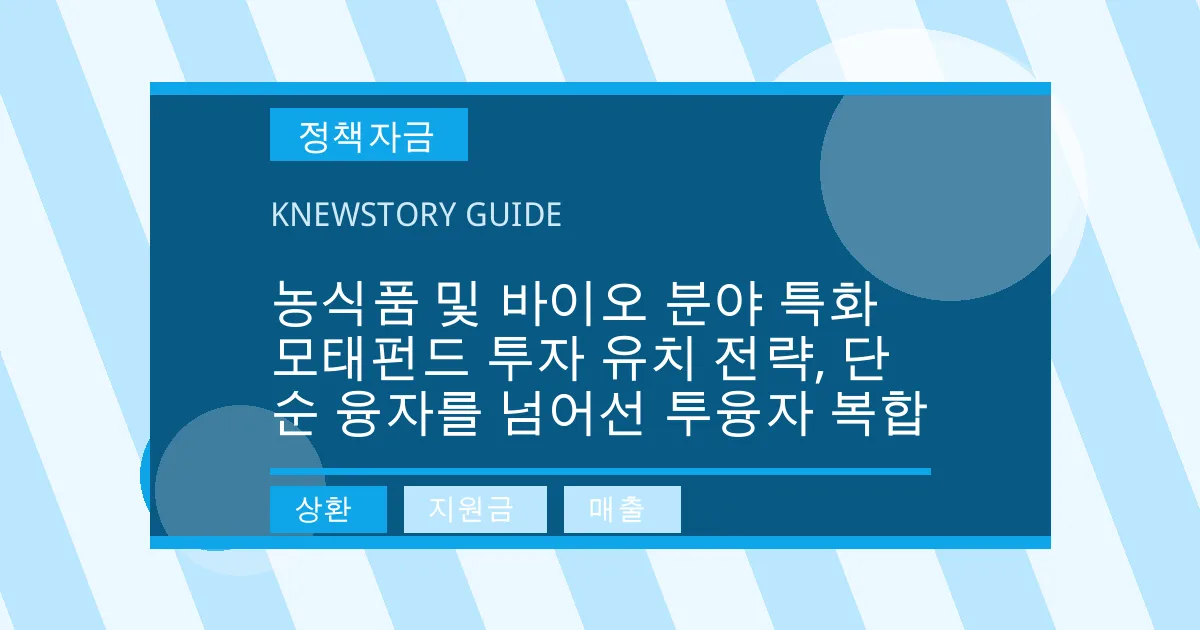농식품 및 바이오 분야 특화 모태펀드 투자 유치 전략, 단순 융자를 넘어선 투융자 복합 - 상환, 지원금, 매출 대표 이미지