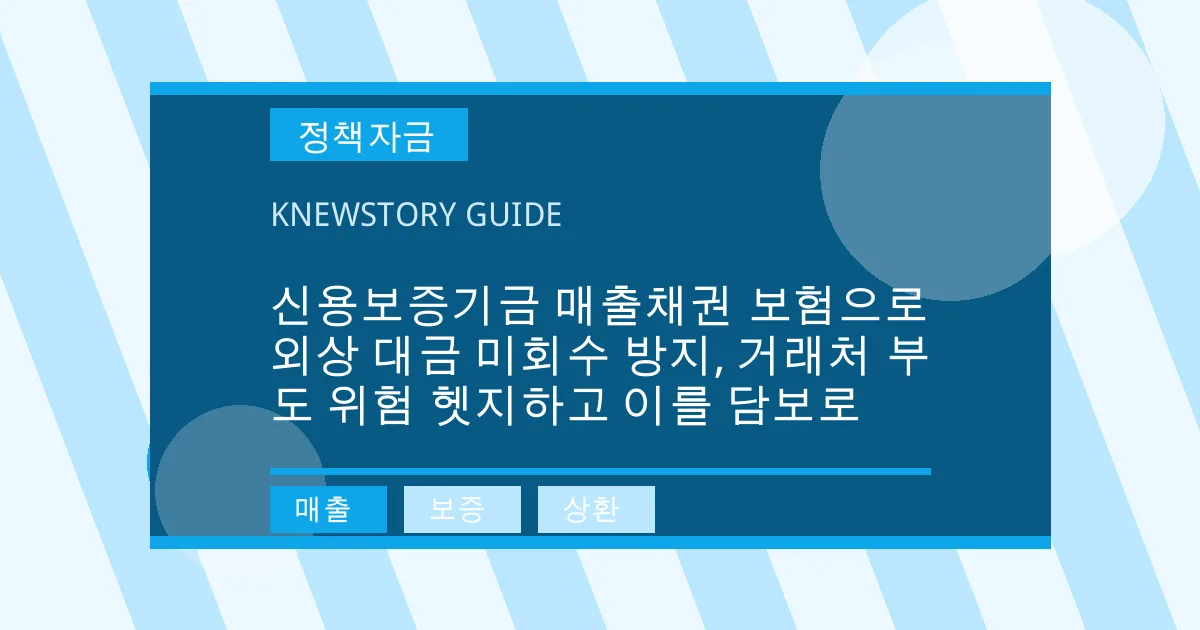 신용보증기금 매출채권 보험으로 외상 대금 미회수 방지, 거래처 부도 위험 헷지하고 이를 담보로 - 매출, 보증, 상환 대표 이미지