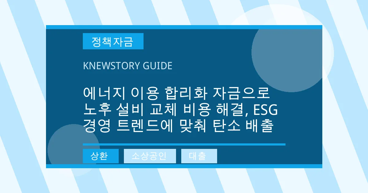 에너지 이용 합리화 자금으로 노후 설비 교체 비용 해결, ESG 경영 트렌드에 맞춰 탄소 배출 - 상환, 소상공인, 대출 대표 이미지