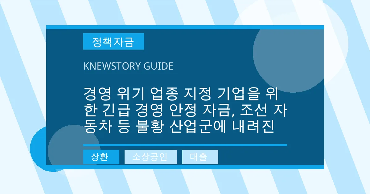 경영 위기 업종 지정 기업을 위한 긴급 경영 안정 자금, 조선 자동차 등 불황 산업군에 내려진 - 상환, 소상공인, 대출 대표 이미지