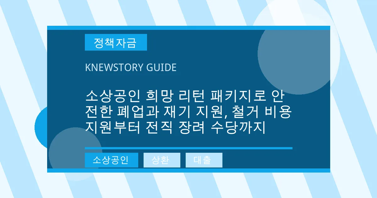 소상공인 희망 리턴 패키지로 안전한 폐업과 재기 지원, 철거 비용 지원부터 전직 장려 수당까지 - 소상공인, 상환, 대출 대표 이미지