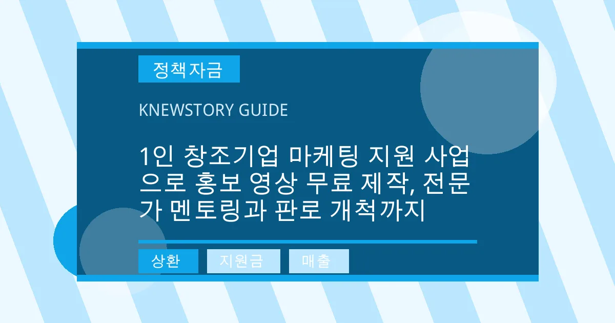 1인 창조기업 마케팅 지원 사업으로 홍보 영상 무료 제작, 전문가 멘토링과 판로 개척까지 - 상환, 지원금, 매출 대표 이미지