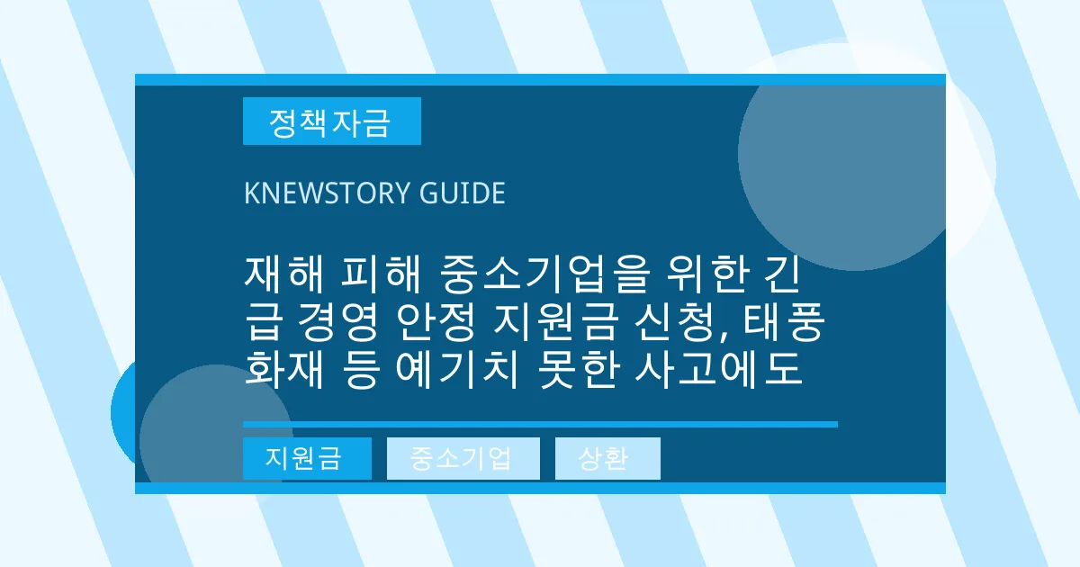 재해 피해 중소기업을 위한 긴급 경영 안정 지원금 신청, 태풍 화재 등 예기치 못한 사고에도 - 지원금, 중소기업, 상환 대표 이미지