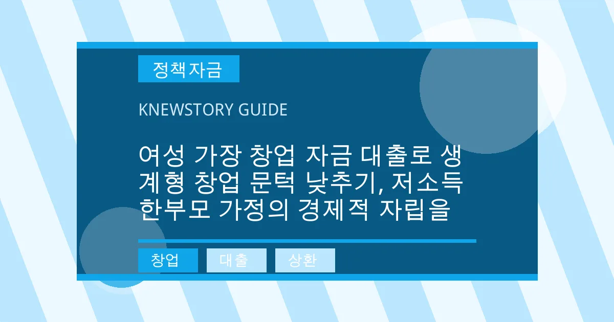 여성 가장 창업 자금 대출로 생계형 창업 문턱 낮추기, 저소득 한부모 가정의 경제적 자립을 - 창업, 대출, 상환 대표 이미지