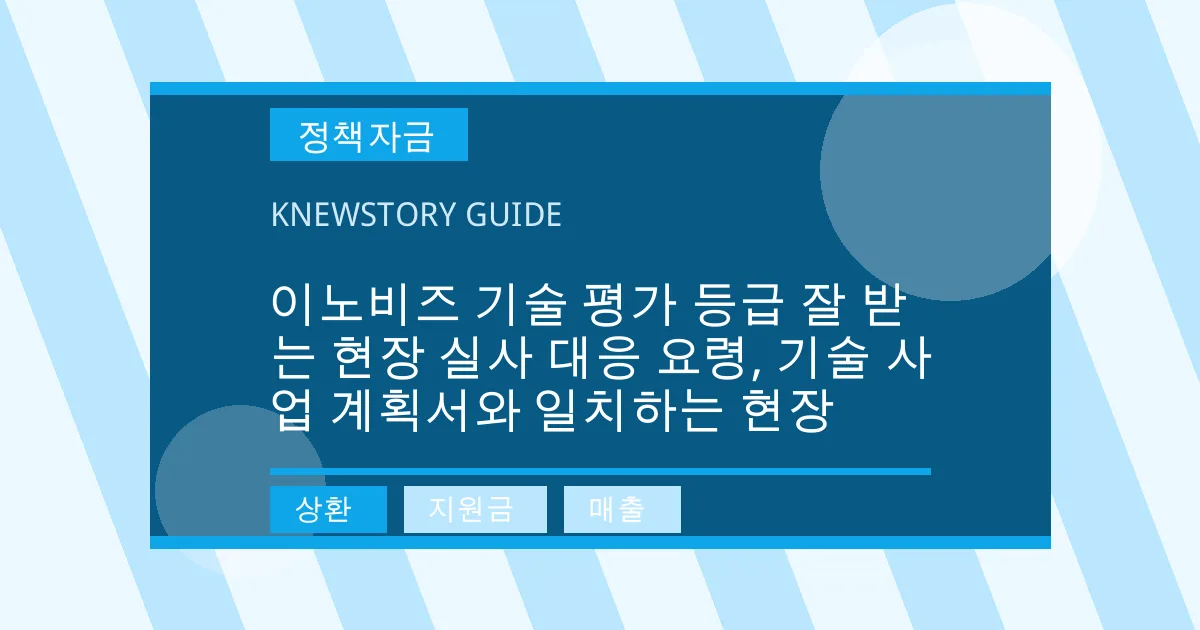 이노비즈 기술 평가 등급 잘 받는 현장 실사 대응 요령, 기술 사업 계획서와 일치하는 현장 - 상환, 지원금, 매출 대표 이미지