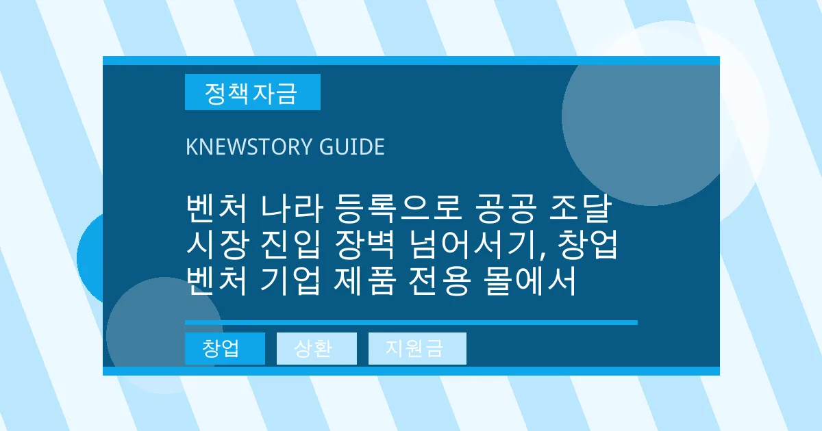 벤처 나라 등록으로 공공 조달 시장 진입 장벽 넘어서기, 창업 벤처 기업 제품 전용 몰에서 - 창업, 상환, 지원금 대표 이미지