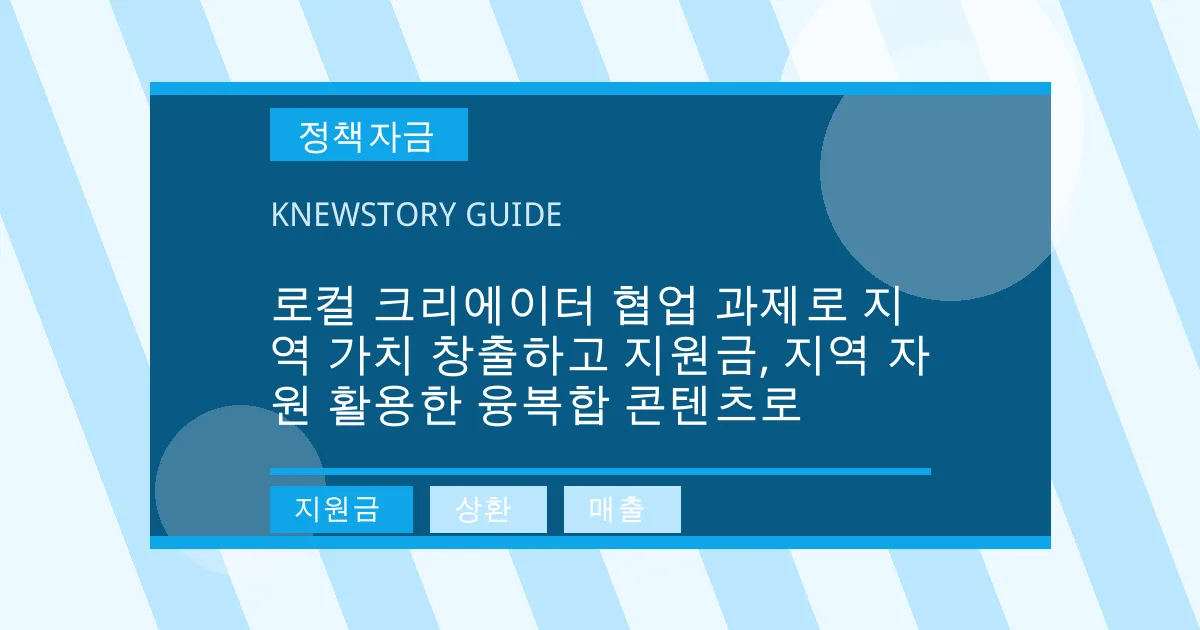 로컬 크리에이터 협업 과제로 지역 가치 창출하고 지원금, 지역 자원 활용한 융복합 콘텐츠로 - 지원금, 상환, 매출 대표 이미지
