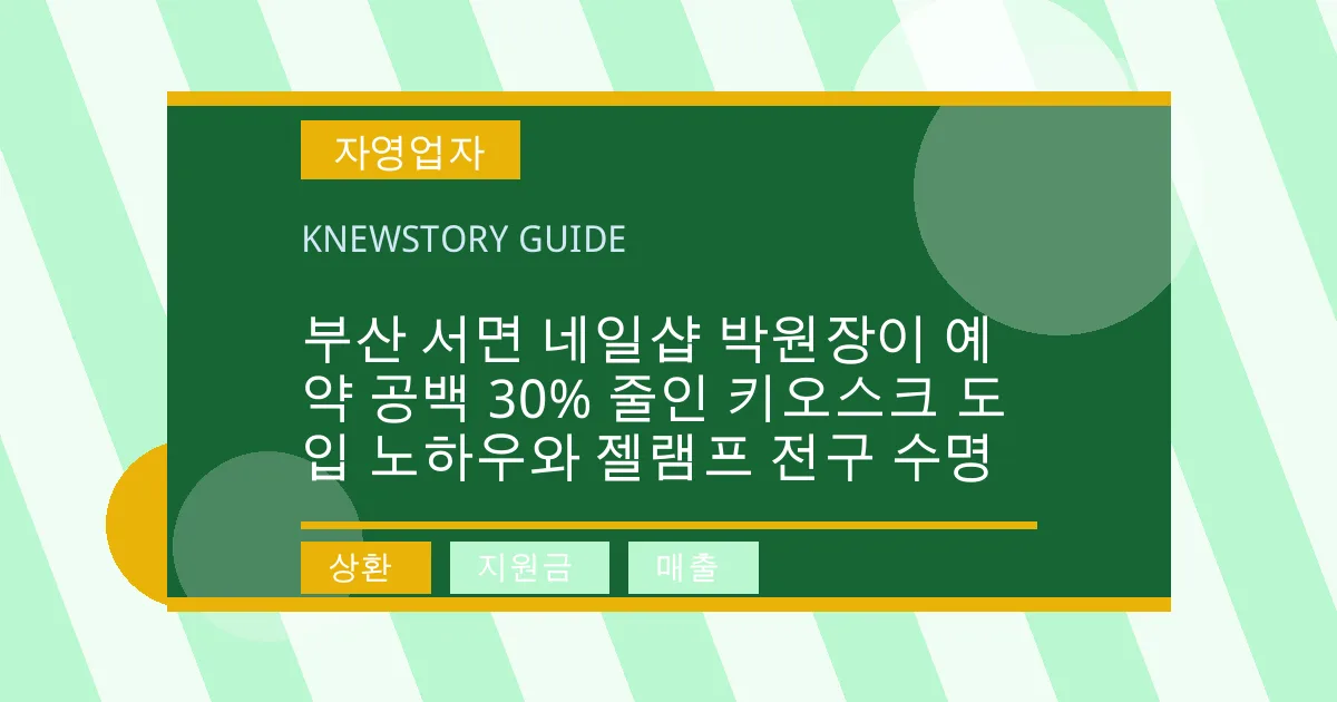 부산 서면 네일샵 박원장이 예약 공백 30% 줄인 키오스크 도입 노하우와 젤램프 전구 수명 - 상환, 지원금, 매출 대표 이미지