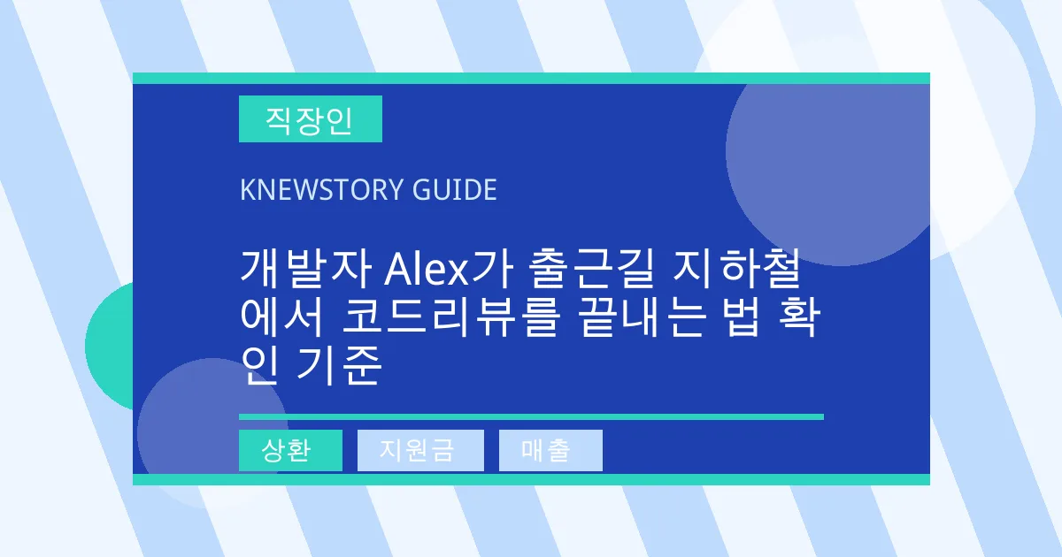 개발자 Alex가 출근길 지하철에서 코드리뷰를 끝내는 법 확인 기준 - 상환, 지원금, 매출 대표 이미지