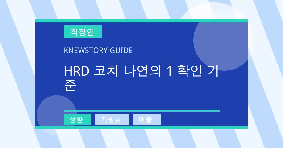 HRD 코치 나연의 1 확인 기준 - 상환, 지원금, 매출 대표 이미지