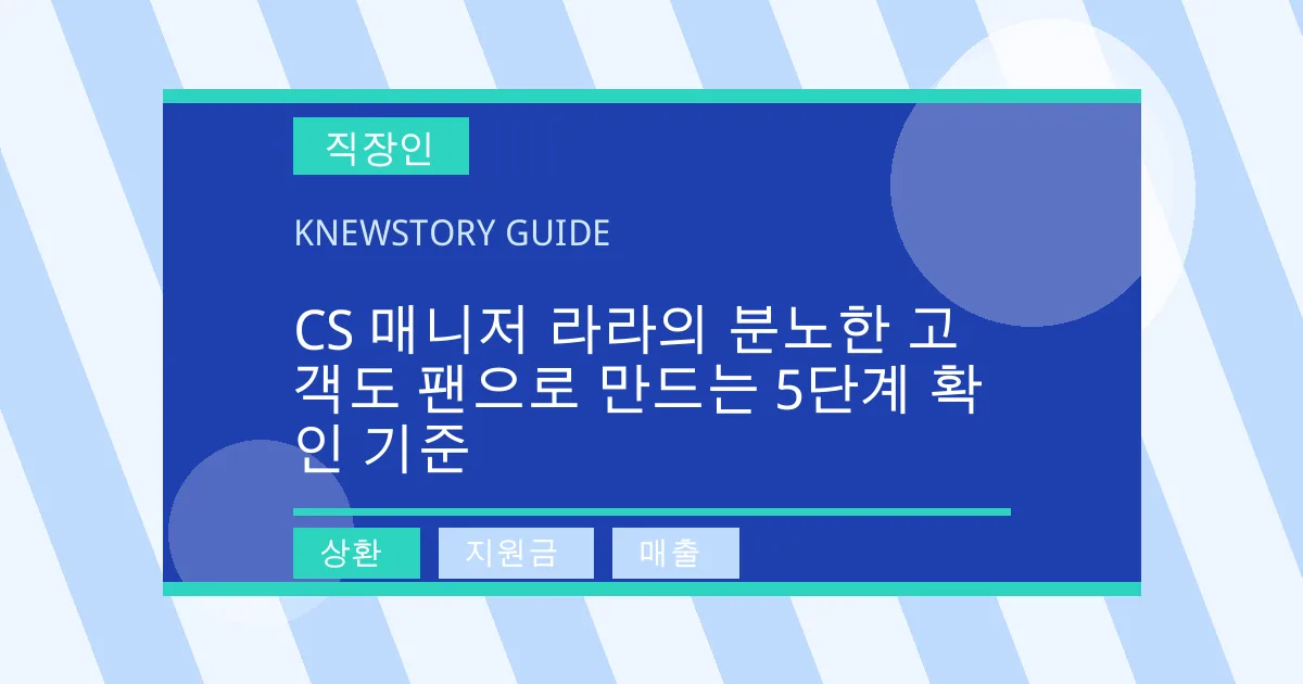 CS 매니저 라라의 분노한 고객도 팬으로 만드는 5단계 확인 기준 - 상환, 지원금, 매출 대표 이미지