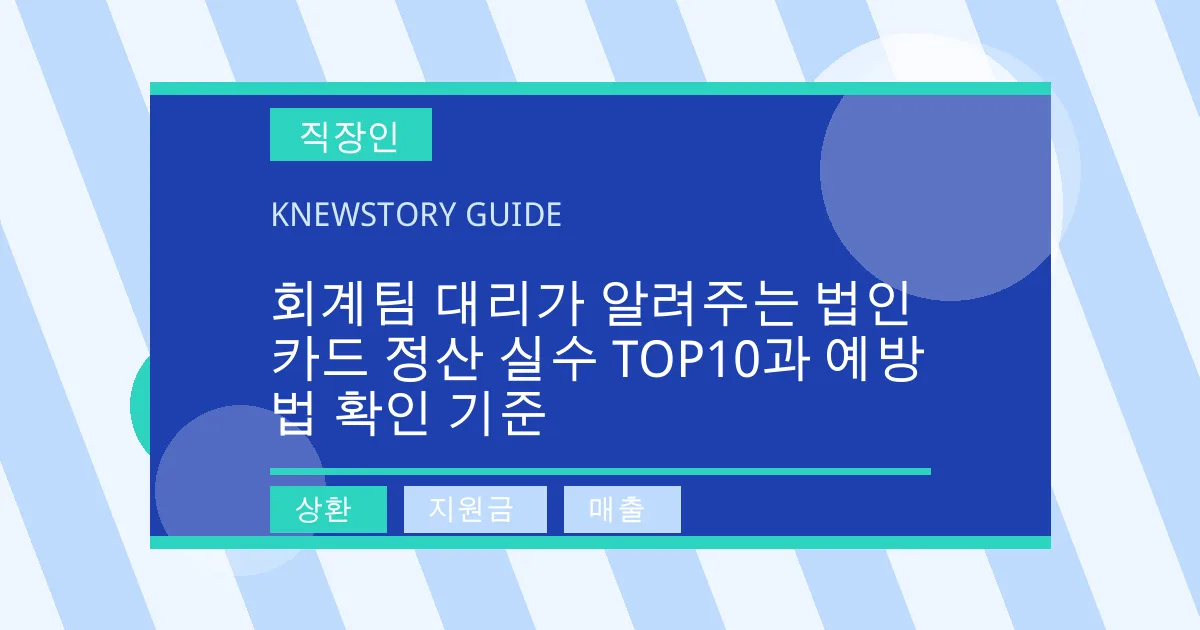 회계팀 대리가 알려주는 법인카드 정산 실수 TOP10과 예방법 확인 기준 - 상환, 지원금, 매출 대표 이미지