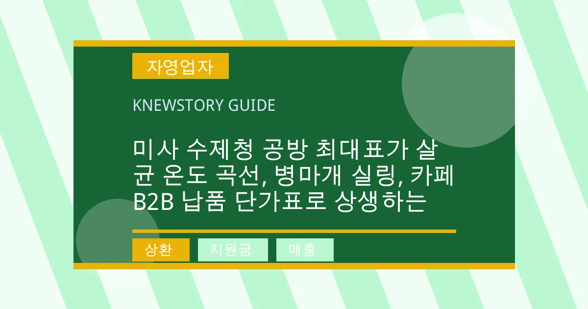 미사 수제청 공방 최대표가 살균 온도 곡선, 병마개 실링, 카페 B2B 납품 단가표로 상생하는 - 상환, 지원금, 매출 대표 이미지