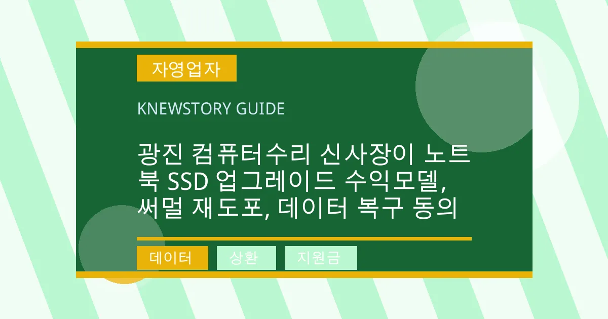 광진 컴퓨터수리 신사장이 노트북 SSD 업그레이드 수익모델, 써멀 재도포, 데이터 복구 동의 - 데이터, 상환, 지원금 대표 이미지