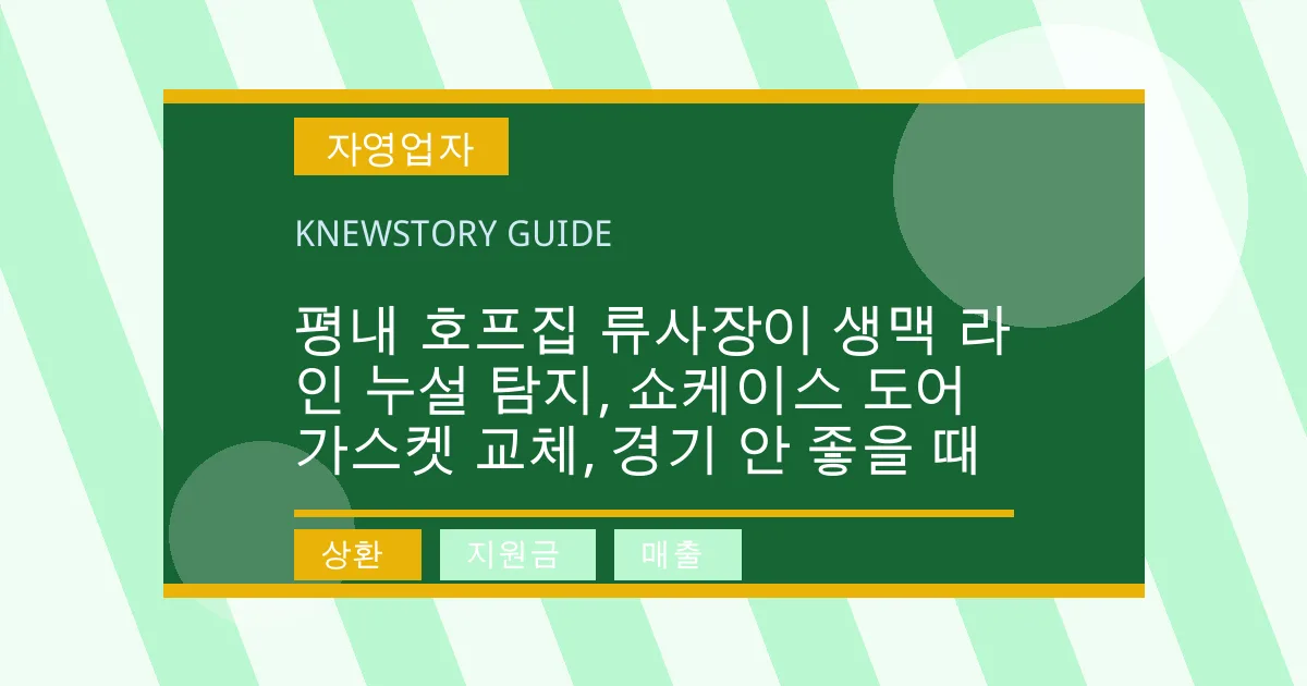 평내 호프집 류사장이 생맥 라인 누설 탐지, 쇼케이스 도어 가스켓 교체, 경기 안 좋을 때 - 상환, 지원금, 매출 대표 이미지