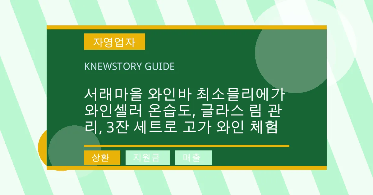 서래마을 와인바 최소믈리에가 와인셀러 온습도, 글라스 림 관리, 3잔 세트로 고가 와인 체험 - 상환, 지원금, 매출 대표 이미지
