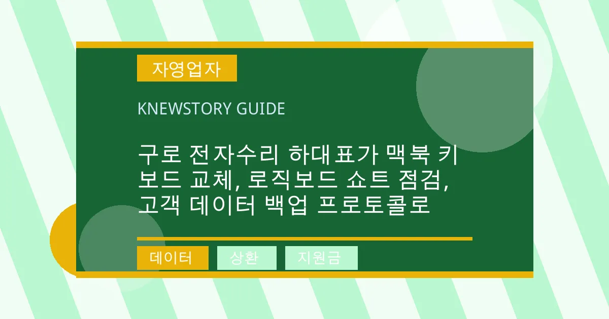 구로 전자수리 하대표가 맥북 키보드 교체, 로직보드 쇼트 점검, 고객 데이터 백업 프로토콜로 - 데이터, 상환, 지원금 대표 이미지
