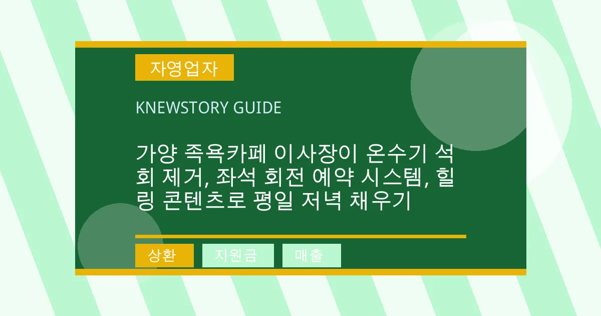 가양 족욕카페 이사장이 온수기 석회 제거, 좌석 회전 예약 시스템, 힐링 콘텐츠로 평일 저녁 채우기 - 상환, 지원금, 매출 대표 이미지