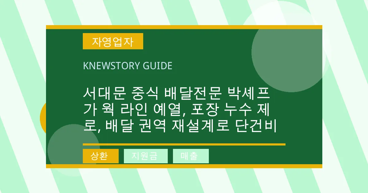 서대문 중식 배달전문 박셰프가 웍 라인 예열, 포장 누수 제로, 배달 권역 재설계로 단건비 - 상환, 지원금, 매출 대표 이미지