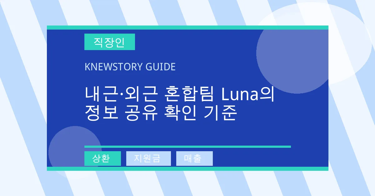 내근·외근 혼합팀 Luna의 정보 공유 확인 기준 - 상환, 지원금, 매출 대표 이미지