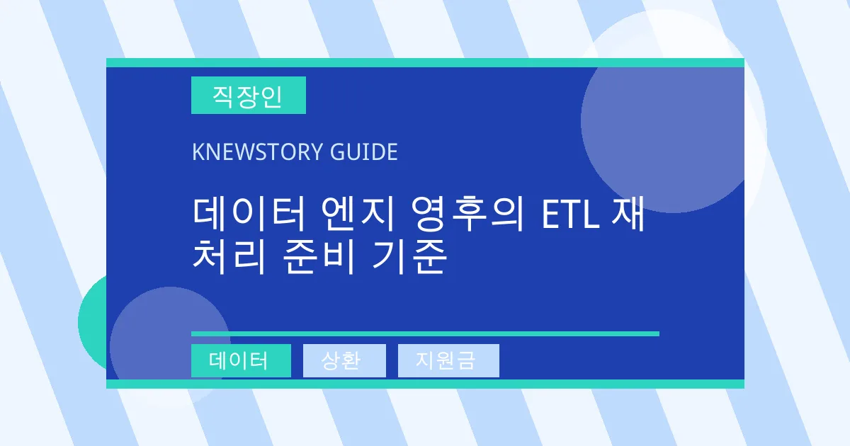데이터 엔지 영후의 ETL 재처리 준비 기준 - 데이터, 상환, 지원금 대표 이미지