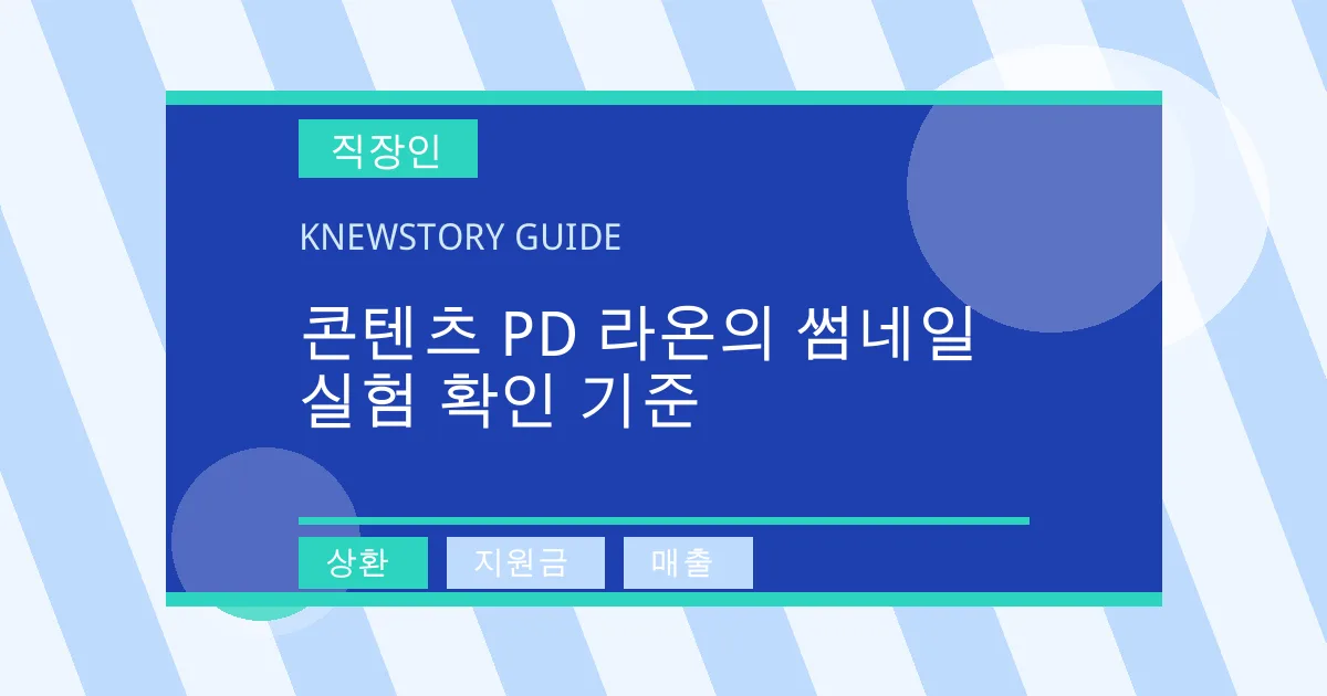 콘텐츠 PD 라온의 썸네일 실험 확인 기준 - 상환, 지원금, 매출 대표 이미지