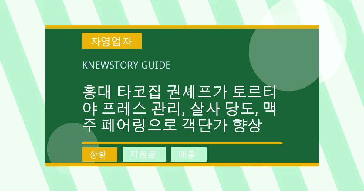 홍대 타코집 권셰프가 토르티야 프레스 관리, 살사 당도, 맥주 페어링으로 객단가 향상 - 상환, 지원금, 매출 대표 이미지