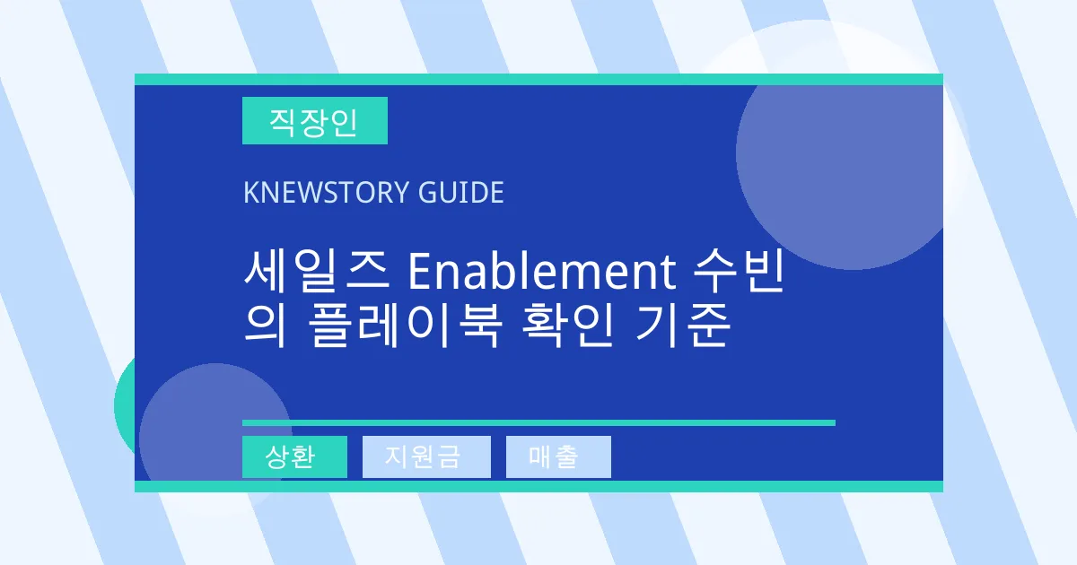 세일즈 Enablement 수빈의 플레이북 확인 기준 - 상환, 지원금, 매출 대표 이미지