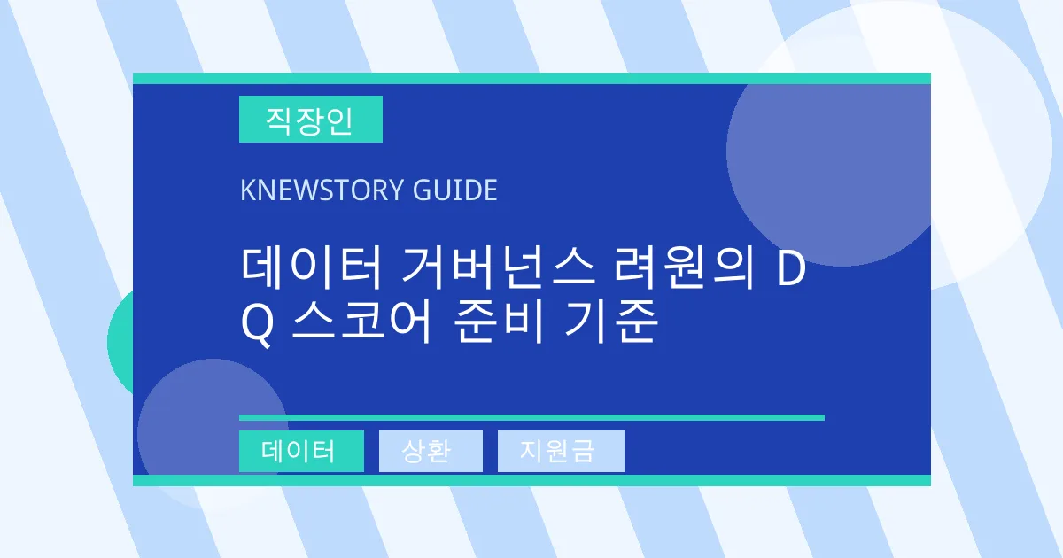 데이터 거버넌스 려원의 DQ 스코어 준비 기준 - 데이터, 상환, 지원금 대표 이미지