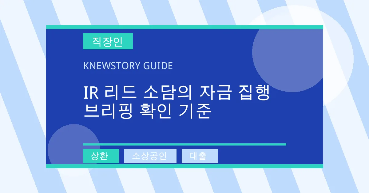 IR 리드 소담의 자금 집행 브리핑 확인 기준 - 상환, 소상공인, 대출 대표 이미지