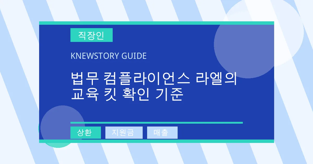 법무 컴플라이언스 라엘의 교육 킷 확인 기준 - 상환, 지원금, 매출 대표 이미지
