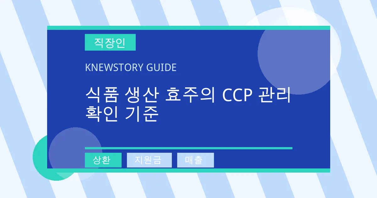식품 생산 효주의 CCP 관리 확인 기준 - 상환, 지원금, 매출 대표 이미지