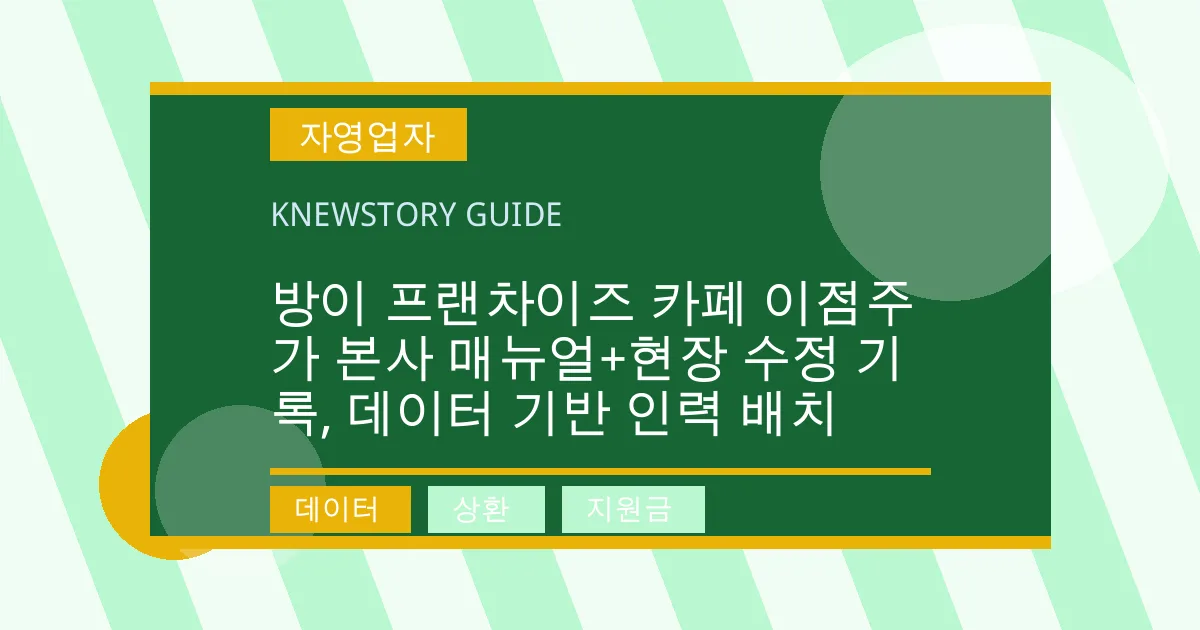 방이 프랜차이즈 카페 이점주가 본사 매뉴얼+현장 수정 기록, 데이터 기반 인력 배치 - 데이터, 상환, 지원금 대표 이미지
