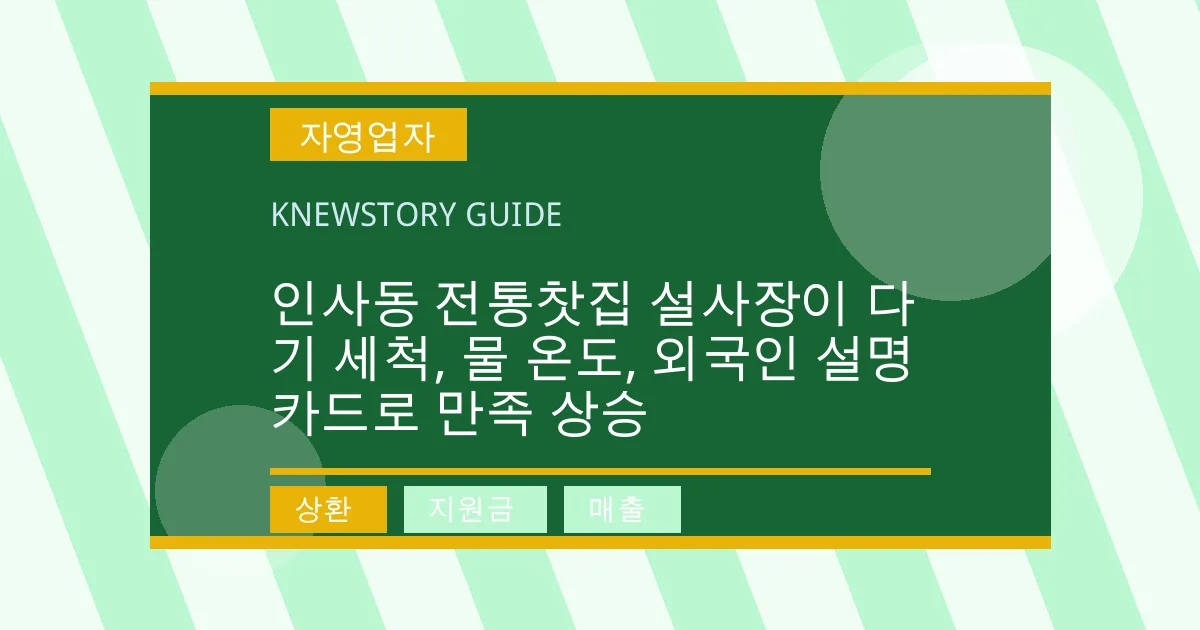 인사동 전통찻집 설사장이 다기 세척, 물 온도, 외국인 설명 카드로 만족 상승 - 상환, 지원금, 매출 대표 이미지