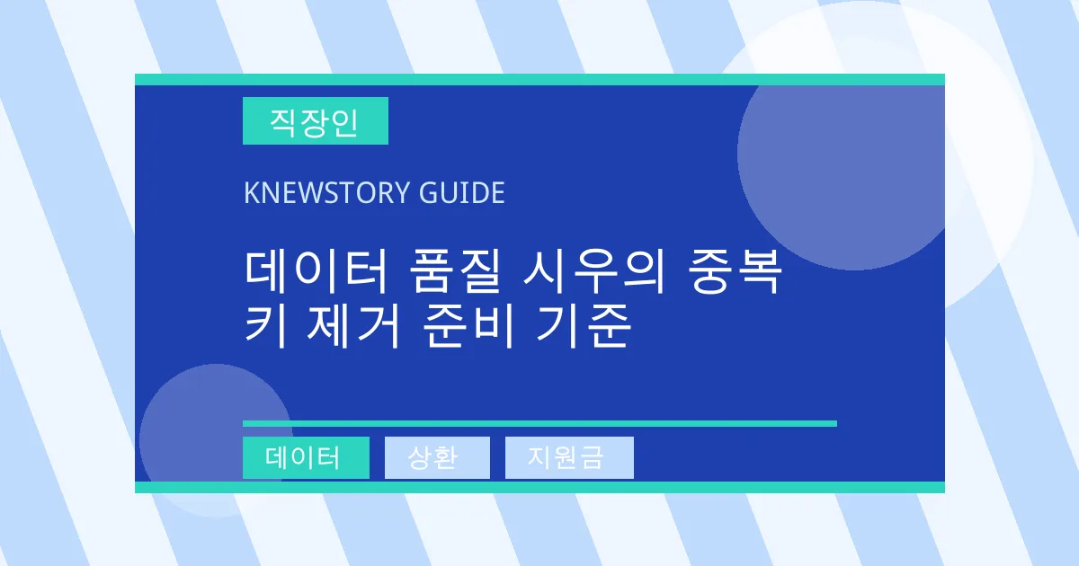 데이터 품질 시우의 중복 키 제거 준비 기준 - 데이터, 상환, 지원금 대표 이미지