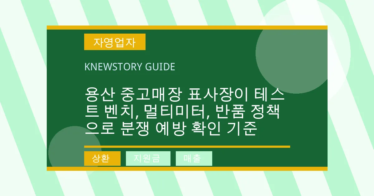 용산 중고매장 표사장이 테스트 벤치, 멀티미터, 반품 정책으로 분쟁 예방 확인 기준 - 상환, 지원금, 매출 대표 이미지