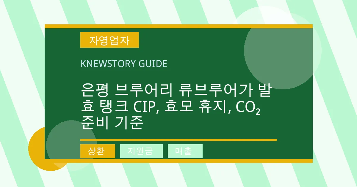 은평 브루어리 류브루어가 발효 탱크 CIP, 효모 휴지, CO₂ 준비 기준 - 상환, 지원금, 매출 대표 이미지