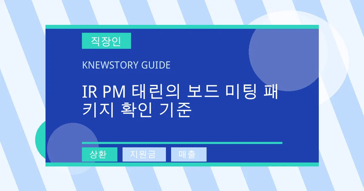 IR PM 태린의 보드 미팅 패키지 확인 기준 - 상환, 지원금, 매출 대표 이미지