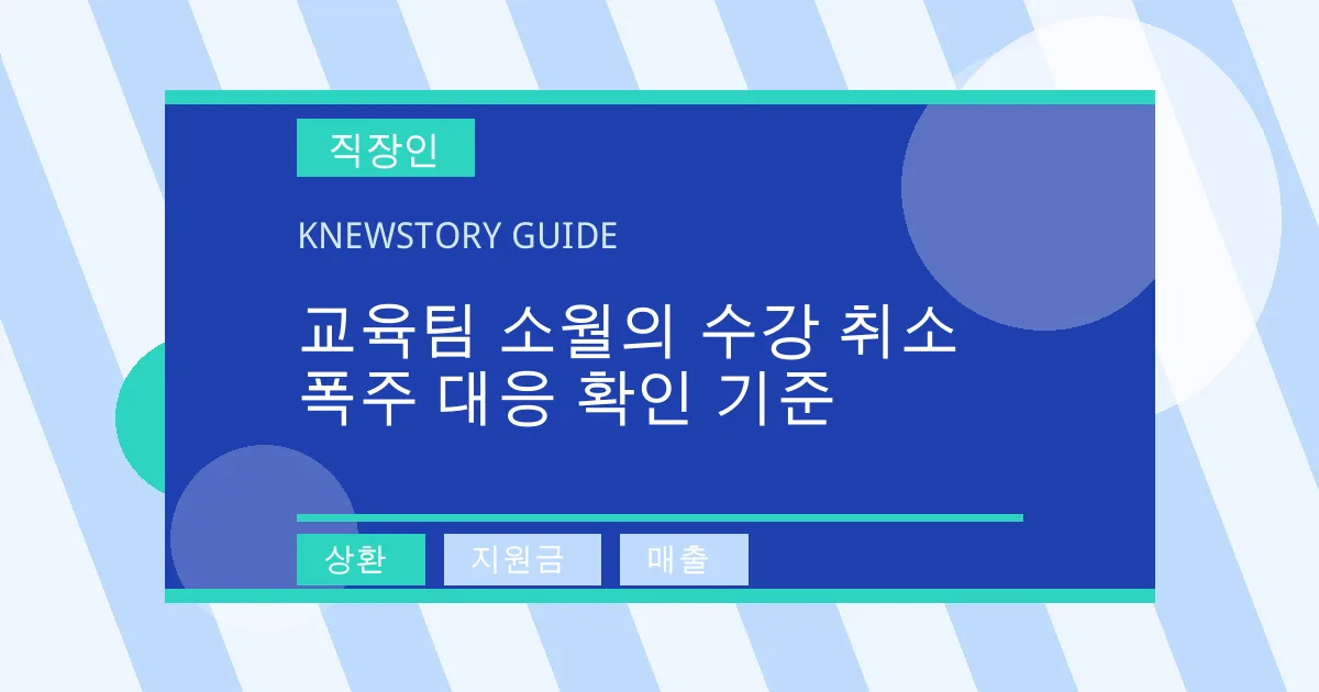 교육팀 소월의 수강 취소 폭주 대응 확인 기준 - 상환, 지원금, 매출 대표 이미지