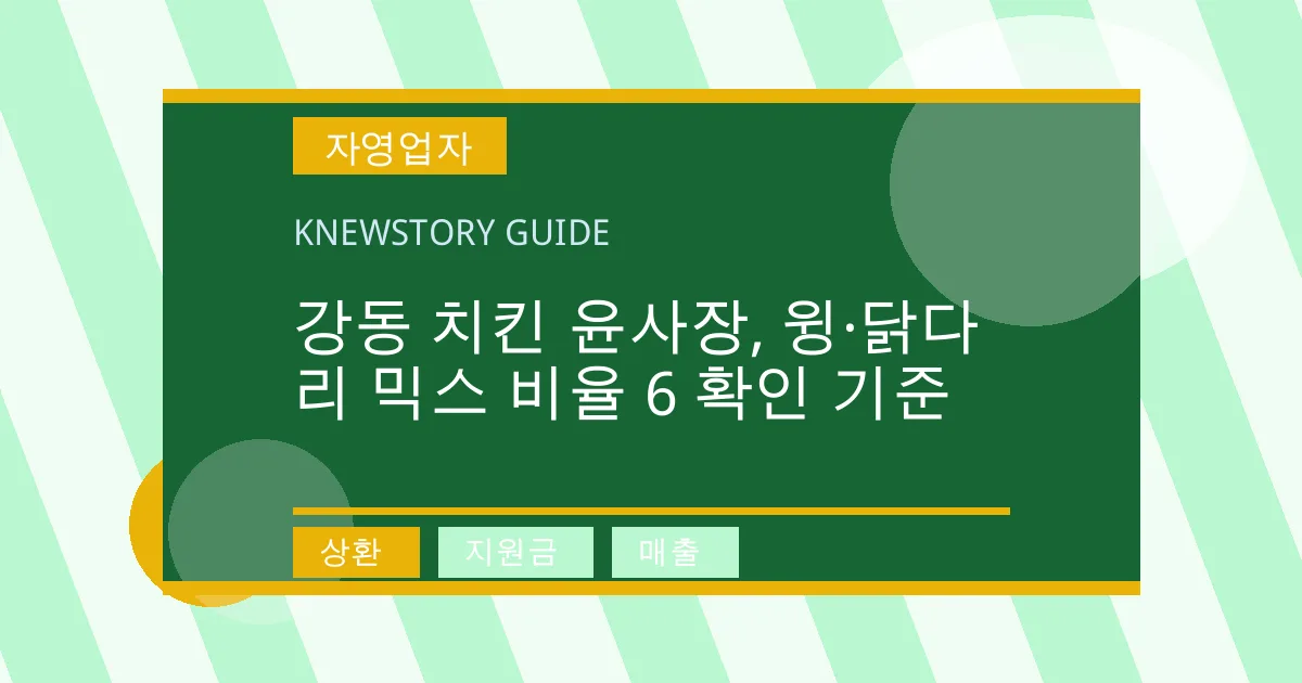 강동 치킨 윤사장, 윙·닭다리 믹스 비율 6 확인 기준 - 상환, 지원금, 매출 대표 이미지