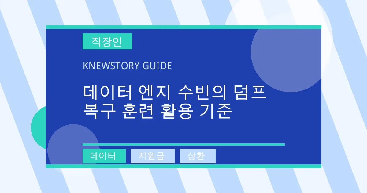 데이터 엔지 수빈의 덤프 복구 훈련 활용 기준 - 데이터, 지원금, 상환 대표 이미지
