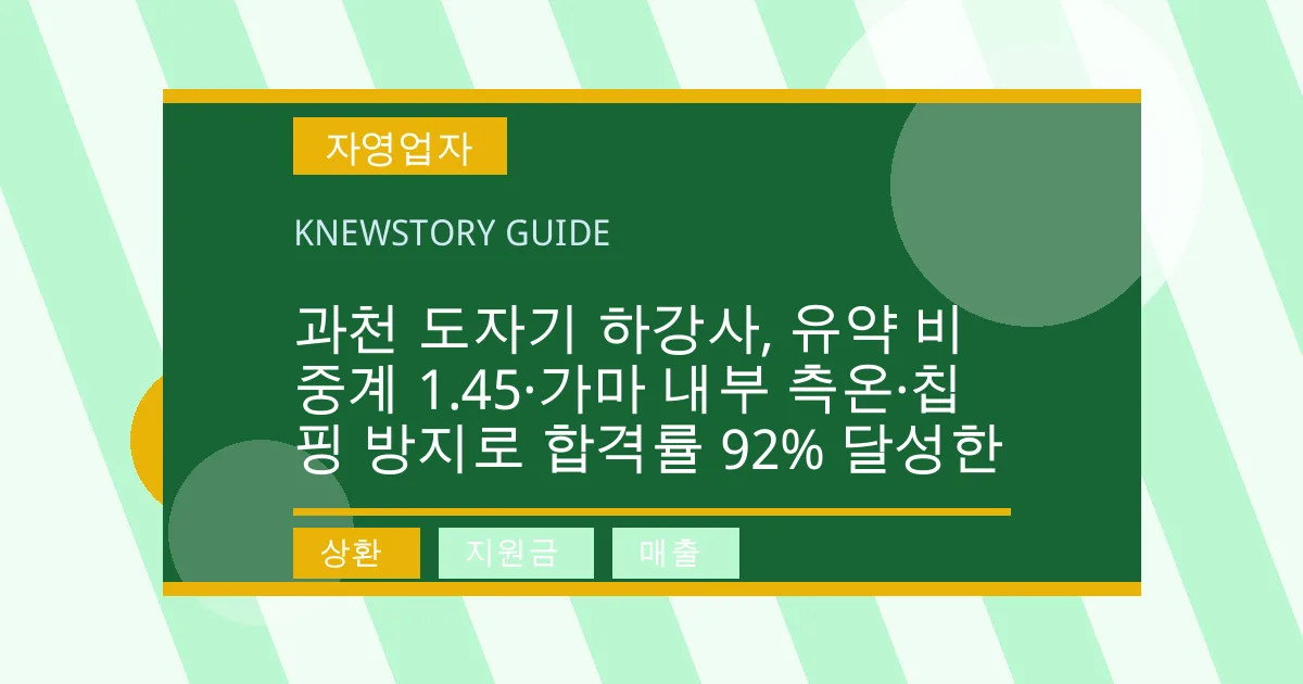 과천 도자기 하강사, 유약 비중계 1.45·가마 내부 측온·칩핑 방지로 합격률 92% 달성한 - 상환, 지원금, 매출 대표 이미지