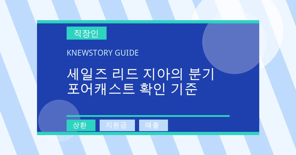 세일즈 리드 지아의 분기 포어캐스트 확인 기준 - 상환, 지원금, 매출 대표 이미지