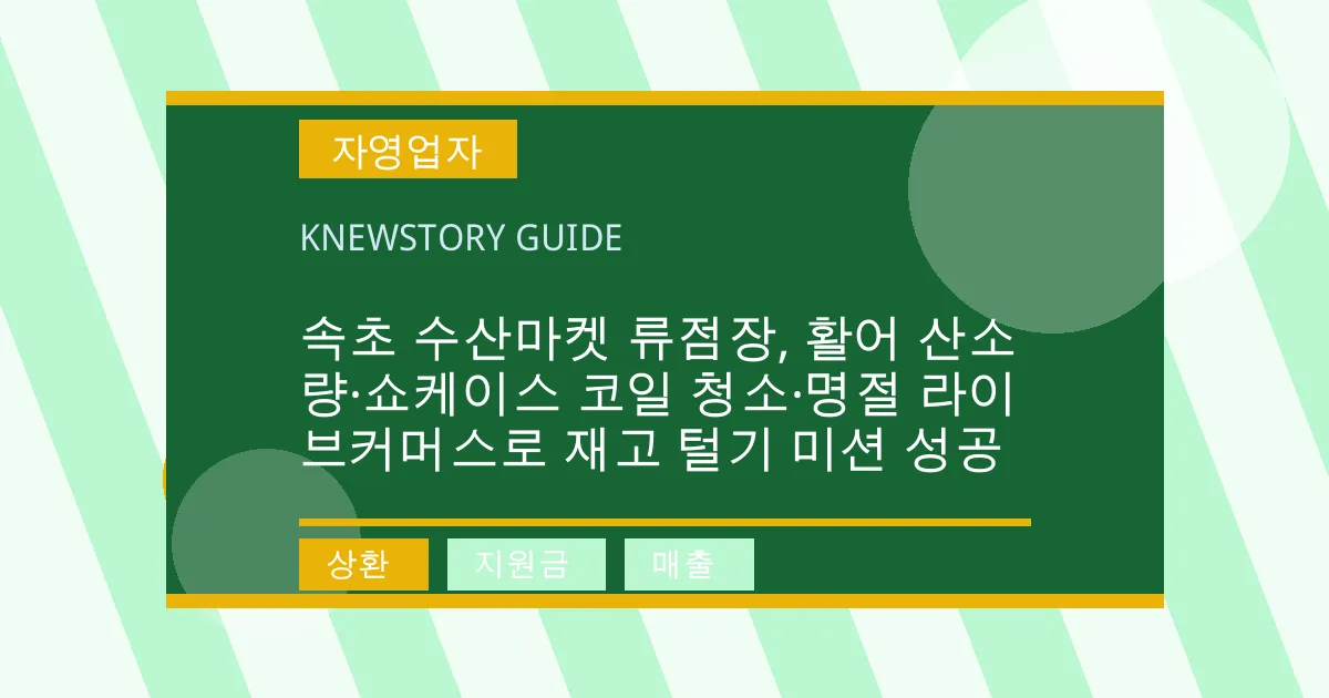 속초 수산마켓 류점장, 활어 산소량·쇼케이스 코일 청소·명절 라이브커머스로 재고 털기 미션 성공 - 상환, 지원금, 매출 대표 이미지